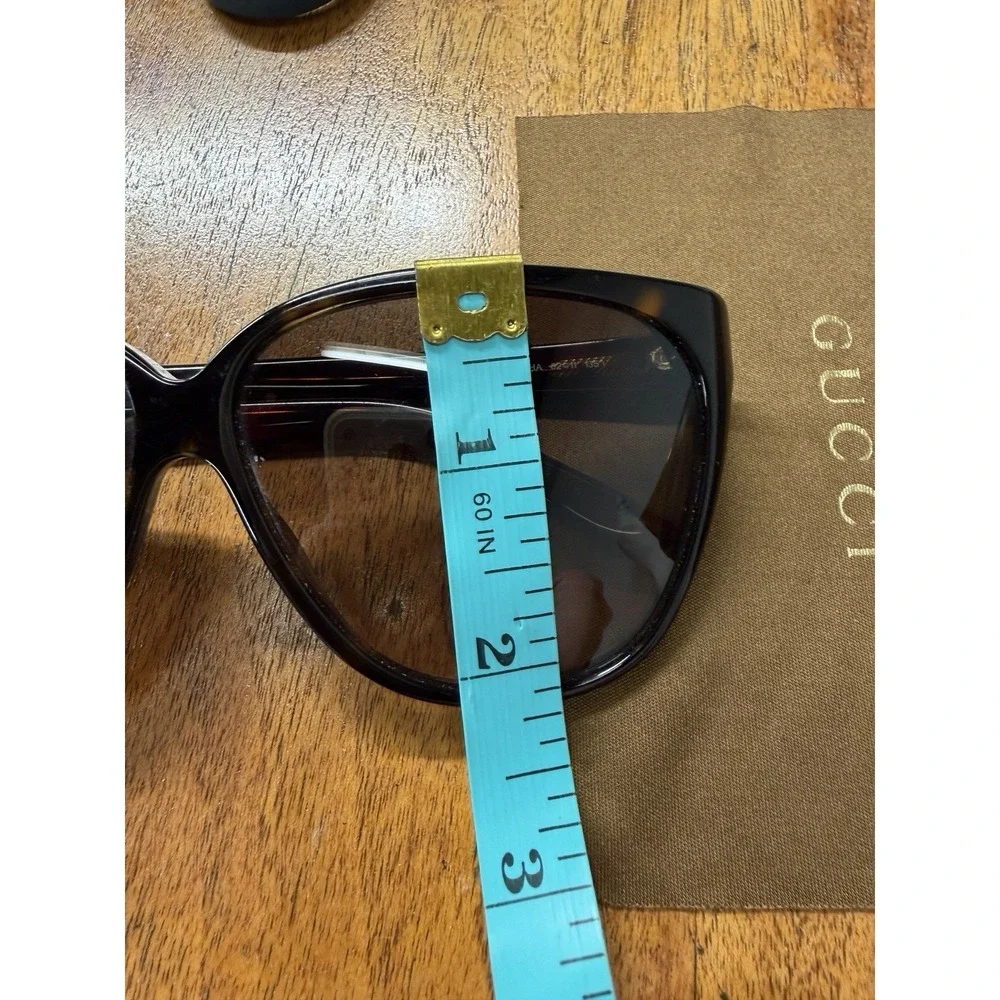 Vtg Gucci oversized sunglasses Brown striped temples case Box Branded Cloth